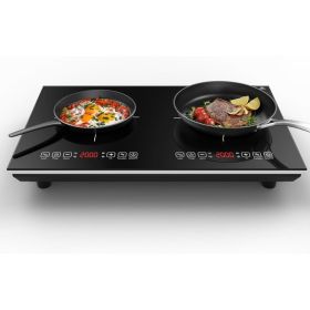 VBGK Double Induction Cooktop, 110V 4000W Electric cooktop,Hot Plate LED Sensor Touch Energy-Saving Portable Induction Cooktop