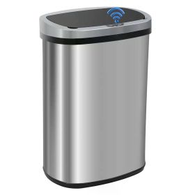 Garbage Can 13 Gallon 50 Liter Kitchen Trash Can for Bathroom Bedroom Home Office Automatic Touch Free Stainless Steel Waste Bin