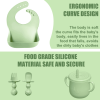 Soft Silicone Baby Feeding Set, Baby Weaning Set, Children's Cutlery Set with Adjustable Bib, Suction Cup Divider Tray, Suction Cup Bowl