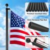 Flag Pole Kit for Outside House in Ground, 20FT Sectional Aluminum Extra Thick Flagpole, 5x3 US Flag, Heavy Duty Black Flag Poles Kit for Yard