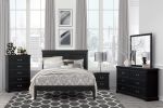 Classic Black Finish Queen Size Panel Bed Wooden Bedroom Furniture 1pc