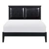 Classic Black Finish Queen Size Panel Bed Wooden Bedroom Furniture 1pc