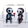 2pcs Sugar Head Doll, Resin Decoration Crafts Halloween Skull Couple Statue Resin Ornament,Valentine's Day, Room Decor, Home Decor