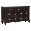 Dark Cherry Finish Classic Design Dresser of 7x Drawers Wooden Bedroom Furniture 1pc
