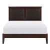 Classic Cherry Finish Queen Size Panel Bed Upholstered Headboard Wooden Bedroom Furniture 1pc
