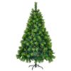 6FT Grass Green Christmas Tree, Large Branches Pine Tree, Pre-Lit Set with Tree & Garland & Wreath, Artificial Christmas with Pine Cones