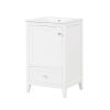 20" Bathroom Vanity with Sink, Bathroom Cabinet with Soft Closing Door, Storage Rack and A Drawer, White