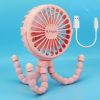 Luminous Portable Octopus Cart Fan; Outdoor Cart Fan; Infant 600 MAh USB Charging Handheld Home Electric Fan 3-speed