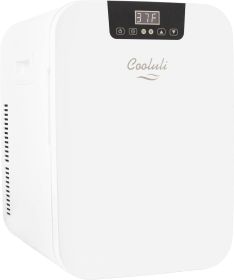 Cooluli 20 Liter Mini Fridge with Temperature Control - Black (Color: White)