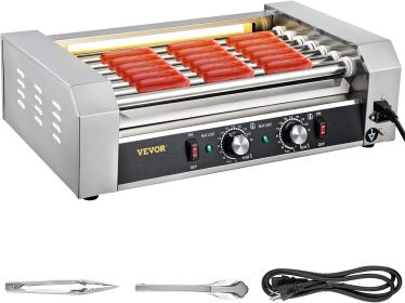 Hot Dog Roller 7 Rollers 18 Hot Dogs Capacity 1050W Stainless Sausage Grill Cooker Machine (Color: 7 Roller-Open, Plug Type: us)