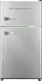 Frigidaire EFR341 Compact Small Top-Freezer Refrigerator, Stainless Steel Mini Bar Fridge Platinum Series- 3.2 cu ft Double Door (Color: 3.2 cu ft Double Doo)
