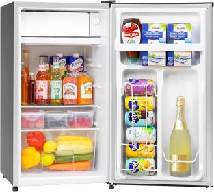 Manastin 3.2 Cu. Ft Mini Fridge with Freezer for Bedroom, Dorm, Office, Compact Refrigerator with Adjustable Thermostat (Color: Silver)