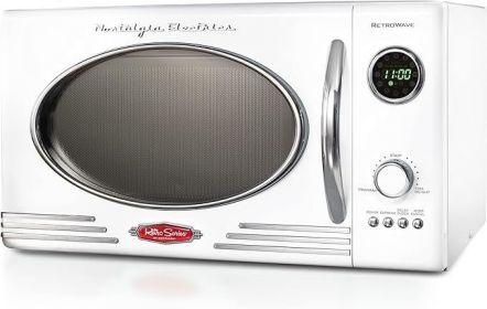 Nostalgia Retro Countertop Microwave Oven - Large 800-Watt - 0.9 cu ft - 12 Pre-Programmed Cooking Settings (Color: White)